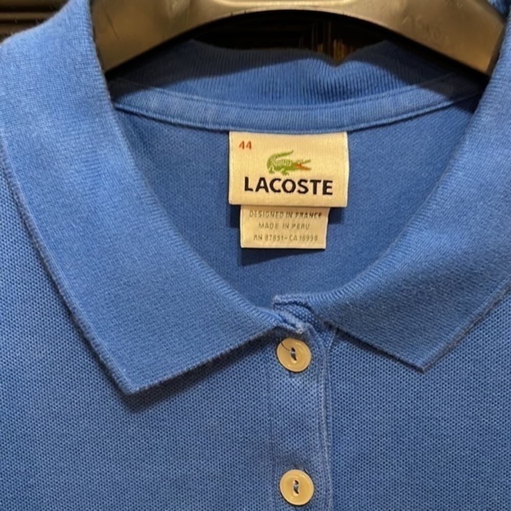 LACOSTE 5-Button Polo Shirt Blue Shortsleeve Women's Size 44 - Picture 3 of 5